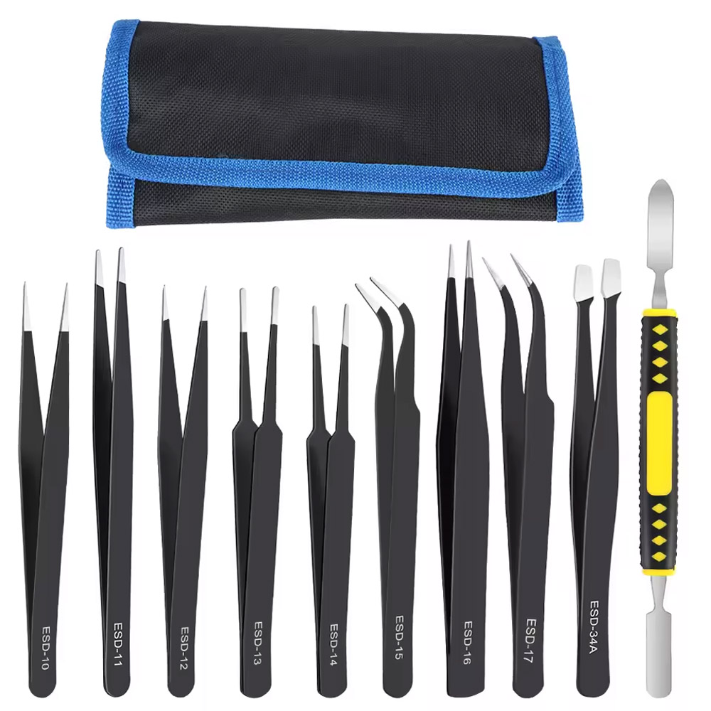 Diy Electronics Repair - Pincettes antistatiques incurvées et droites de