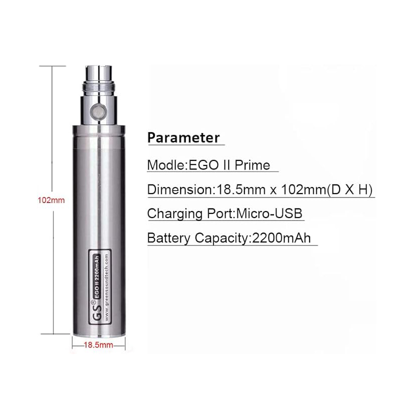 GS eGo II Prime Passthrough-Ba - Diy Vape Electronics avis et prix